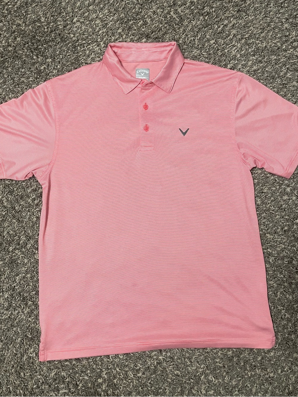 Callaway Red/Pink Micro-Striped Performance Polo